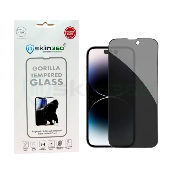 mSkin360 Privacy Tempered Glass for Apple iPhone 14 Pro