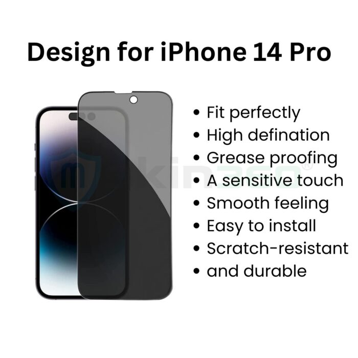 mSkin360 Privacy Tempered Glass for Apple iPhone 14 Pro