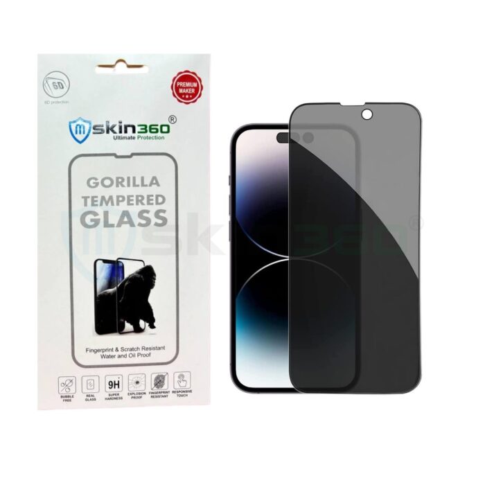 mSkin360 iPhone 15 Plus Privacy Tempered Glass